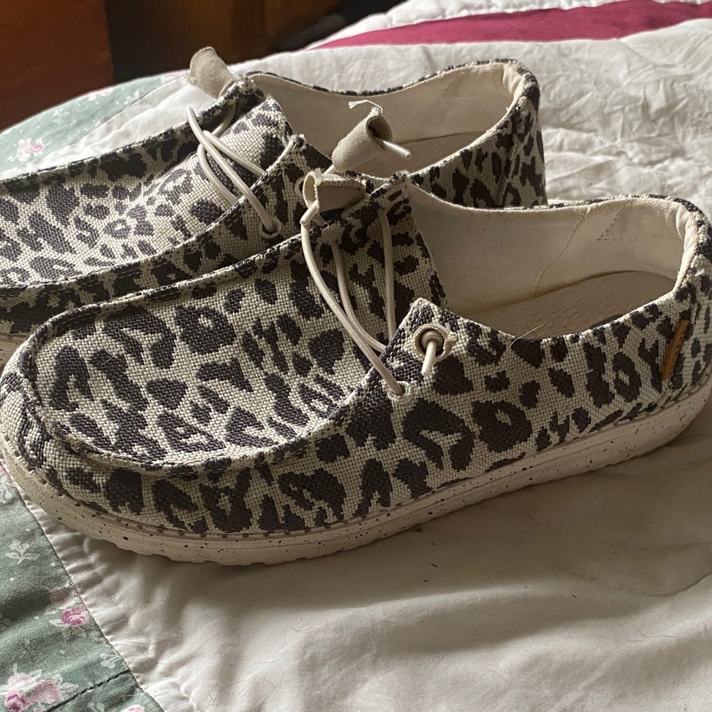 Hey Dude Black and White Patterned Slip-Ons